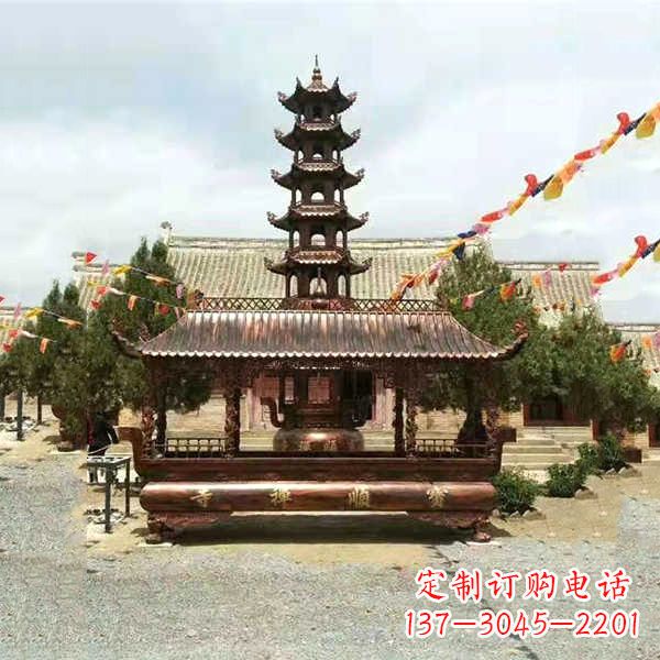 南通全新古典铜香炉雕龙塑型双耳方形器皿