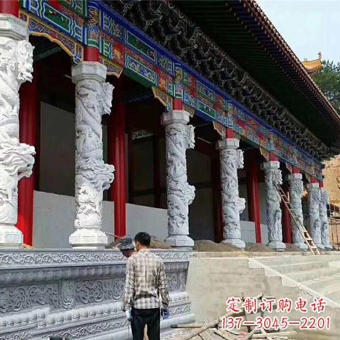 南通古建汉白玉龙柱石雕