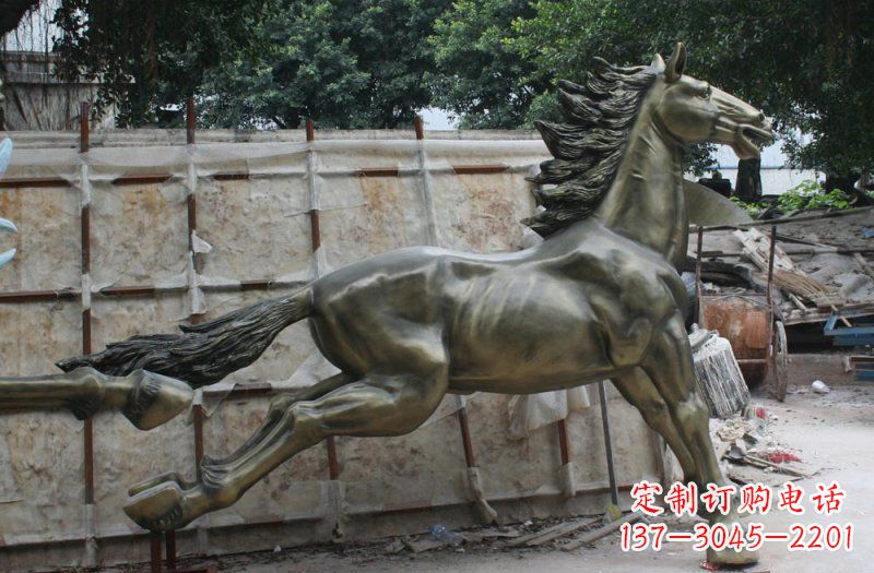 南通广场奔马动物铜雕 (2)