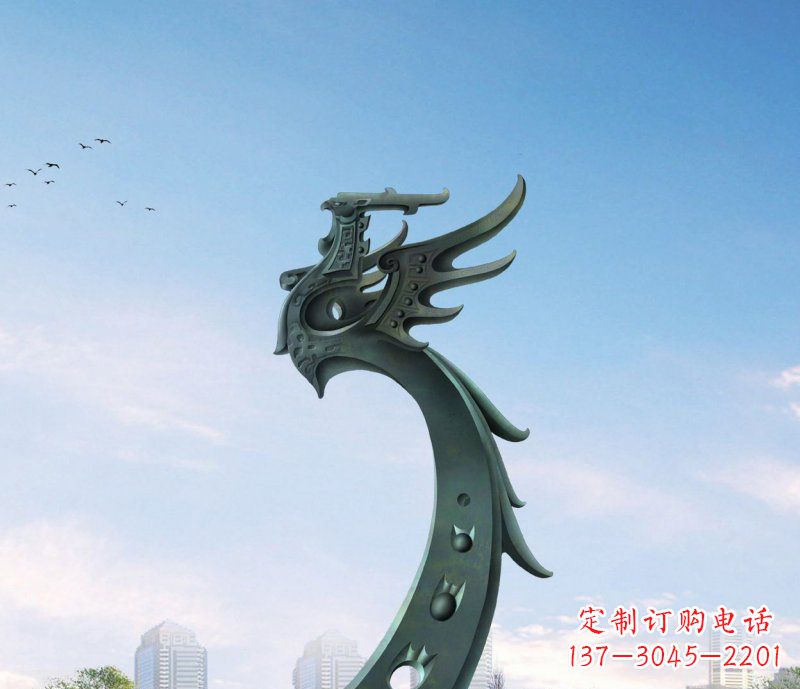 南通中领雕塑|抽象凤凰不锈钢雕塑
