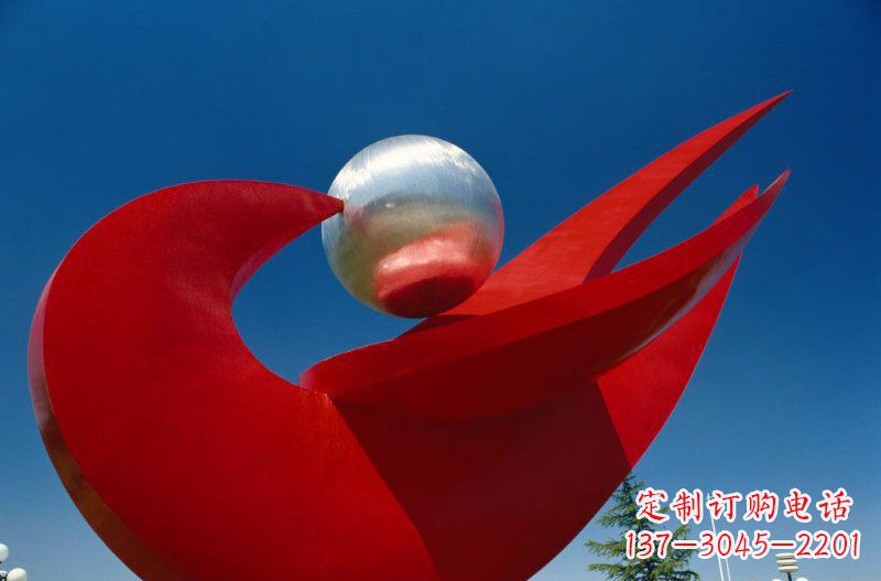 南通广场不锈钢和平鸽明珠雕塑 (2)