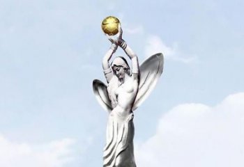 南通精美的不锈钢女人双手捧球雕塑