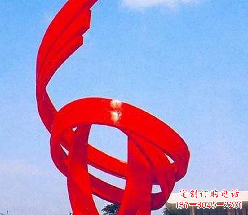 南通中领雕塑出品:不锈钢螺旋飘带景观雕塑