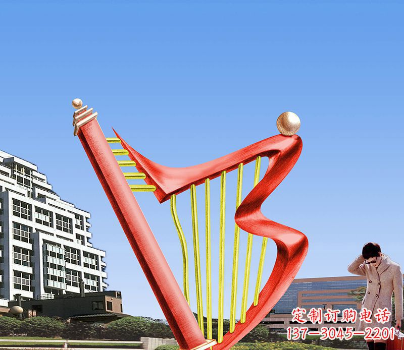南通精美不锈钢竖琴雕塑