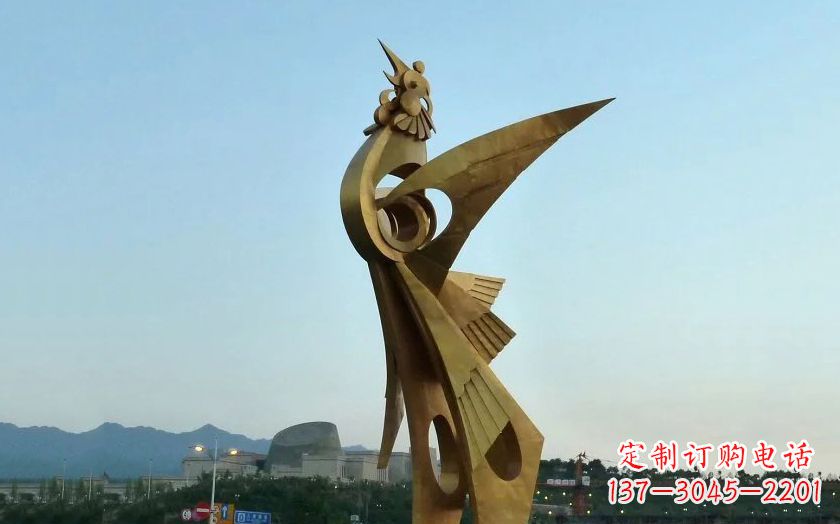 南通中领雕塑出品古典典雅不锈钢凤凰雕塑