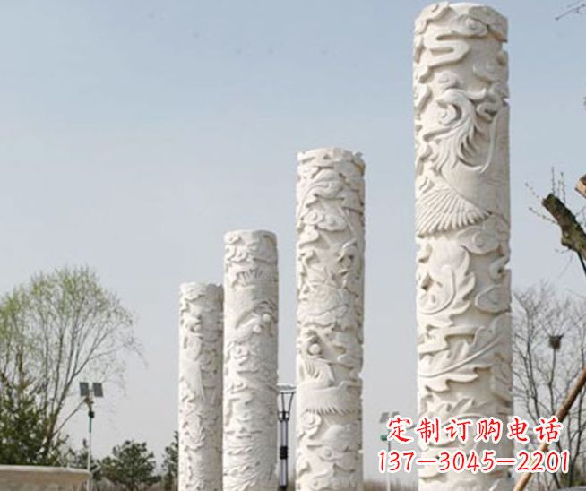 南通尊贵优雅,凤凰浮雕龙柱景观石雕