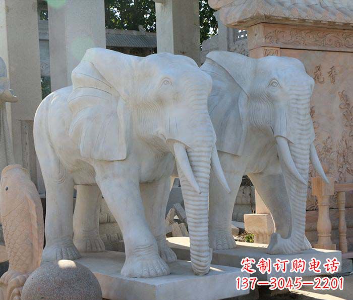 南通广场景观大理石大象石雕 (3)