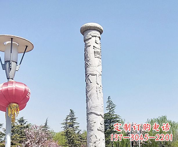 南通中领雕塑的大理石龙柱石雕