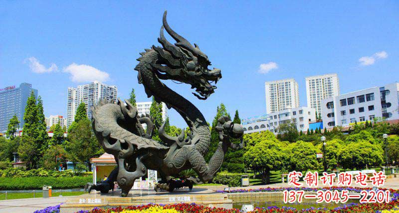 南通广场龙戏珠景观铜雕