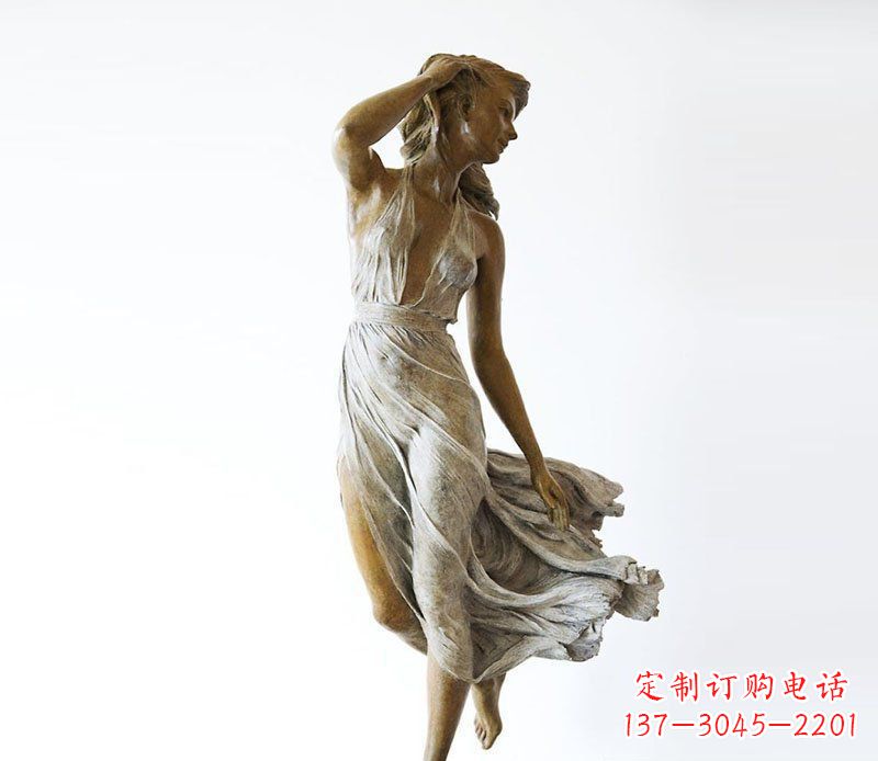 南通广场铜雕西方美女甩头人物雕塑