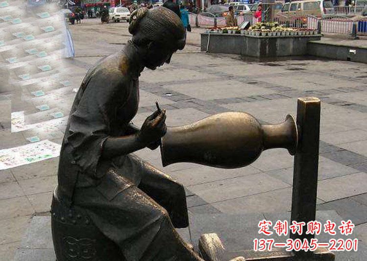 南通领雕塑铜质花盆雕塑
