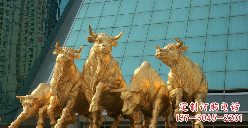 南通广场五牛铜雕