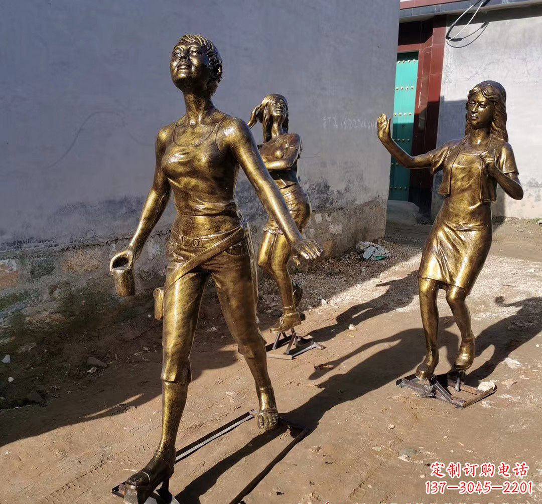南通逛街美女人物铜雕