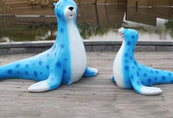 南通海豹玻璃钢卡通雕塑——展现优雅的豹纹完美艺术