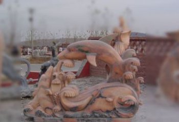 南通海豚海浪石雕，精美艺术品