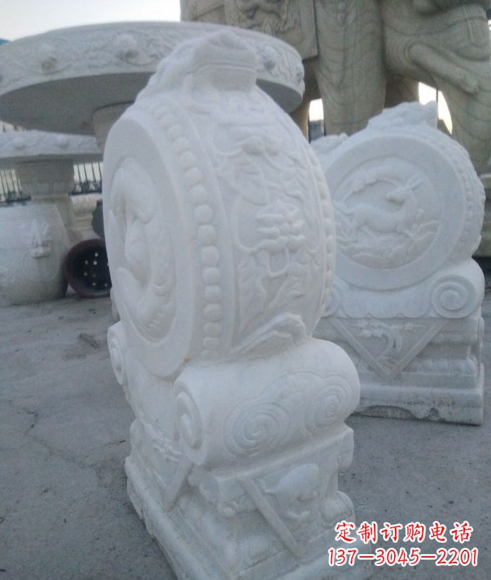 南通汉白玉抱鼓石门墩雕塑