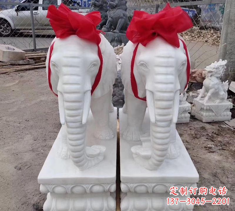 南通中领雕塑象征意义深远的汉白玉大象石雕