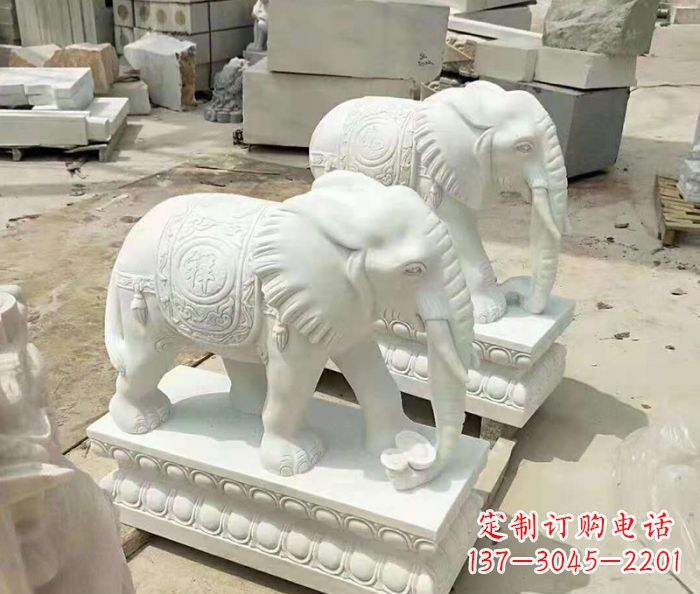 南通汉白玉大象招财动物石雕