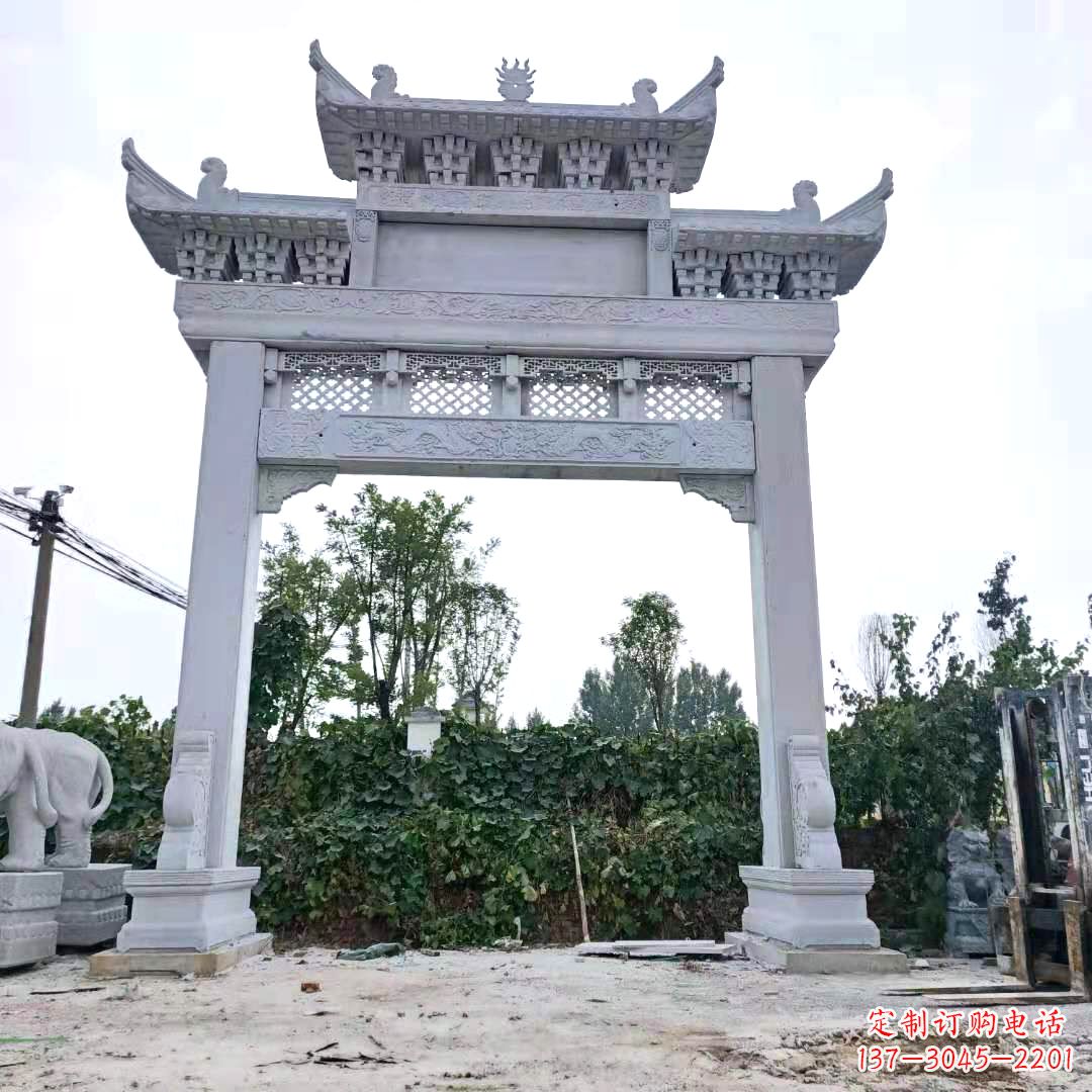南通汉白玉精致的牌坊雕塑