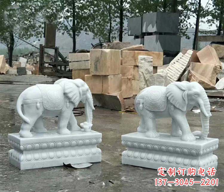 南通守护吉祥家门的玉质大象雕塑