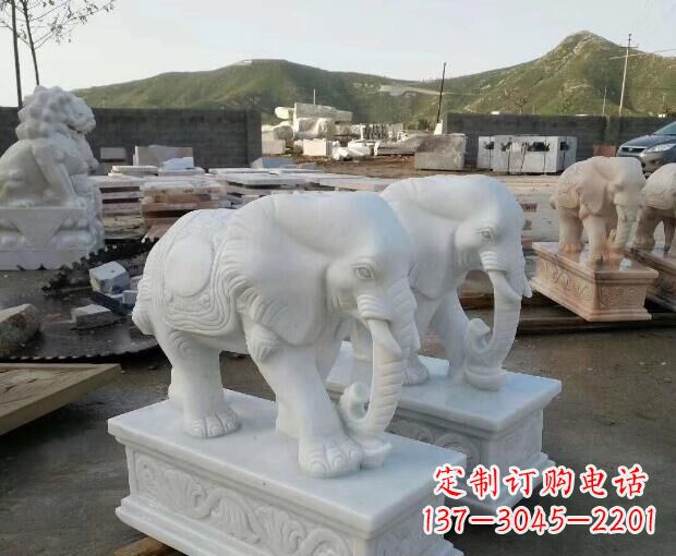 南通高雅大气的汉白玉吉祥大象门口雕塑