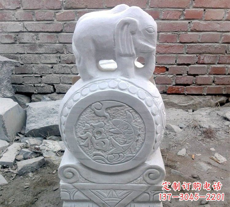 南通汉白玉门口大象抱鼓石