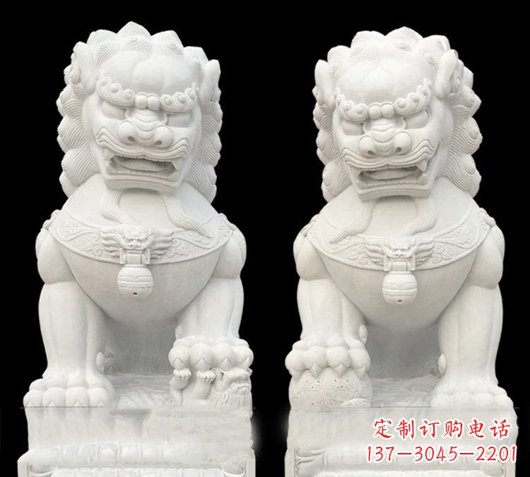 南通玉质狮子门口雕塑是由中领雕塑定制制作的,…