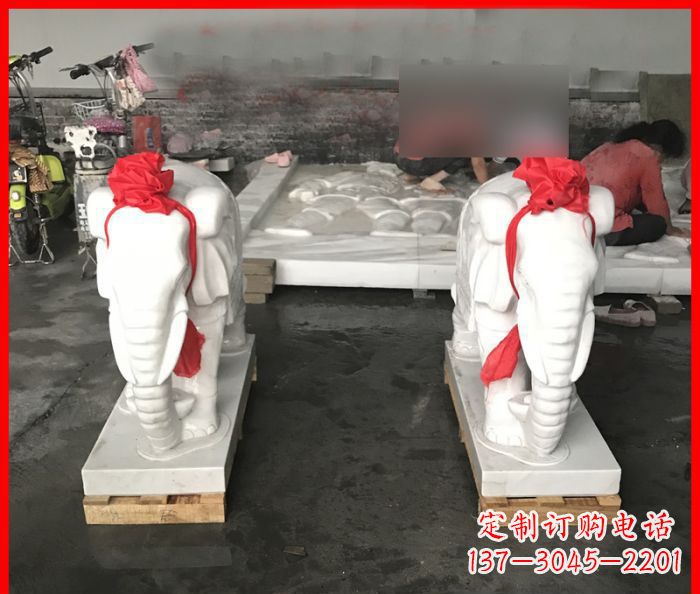 南通汉白玉雕刻招财小象,让你的家门口更加灵气