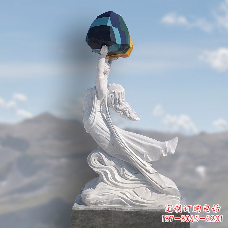 南通领雕塑精美雕刻的女娲补天石雕塑
