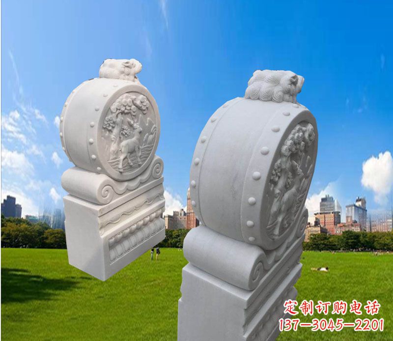 南通精致的汉白玉门墩雕塑