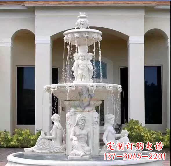 南通汉白玉人物喷泉雕塑