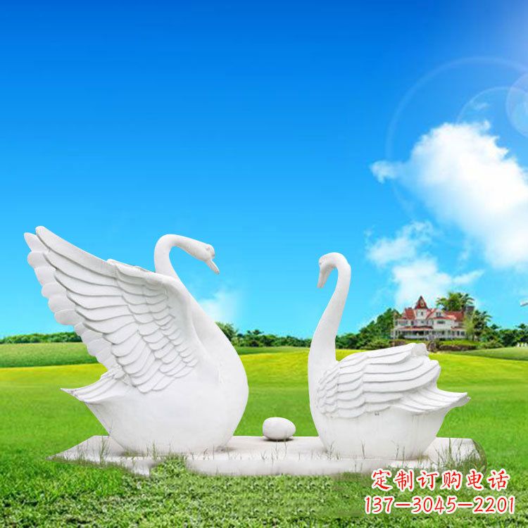 南通精美石雕天鹅情侣动物雕塑摆件