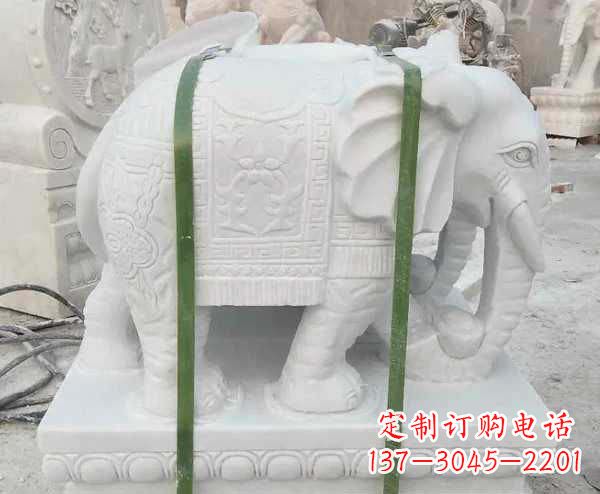 南通瑞气四溢的汉白玉招财大象雕塑
