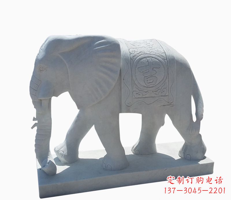 南通桃花开,当铺金,汉白玉大象雕塑,吉祥引财