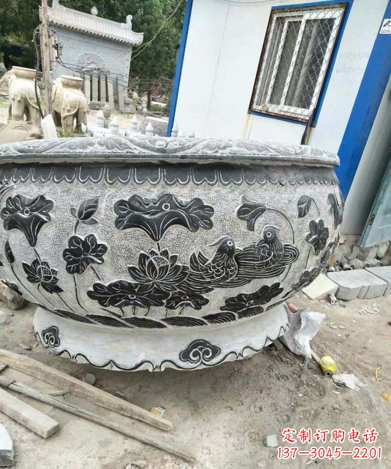 南通荷花石雕水缸,给你安静的空间