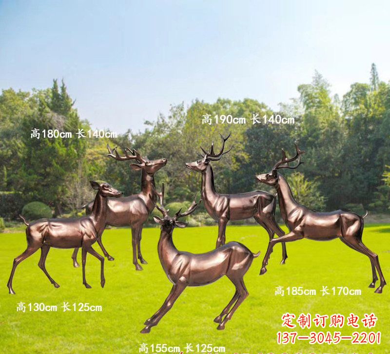 南通红铜鹿精美雕塑，立体栩栩如生