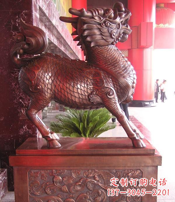 南通红铜麒麟神兽铜雕