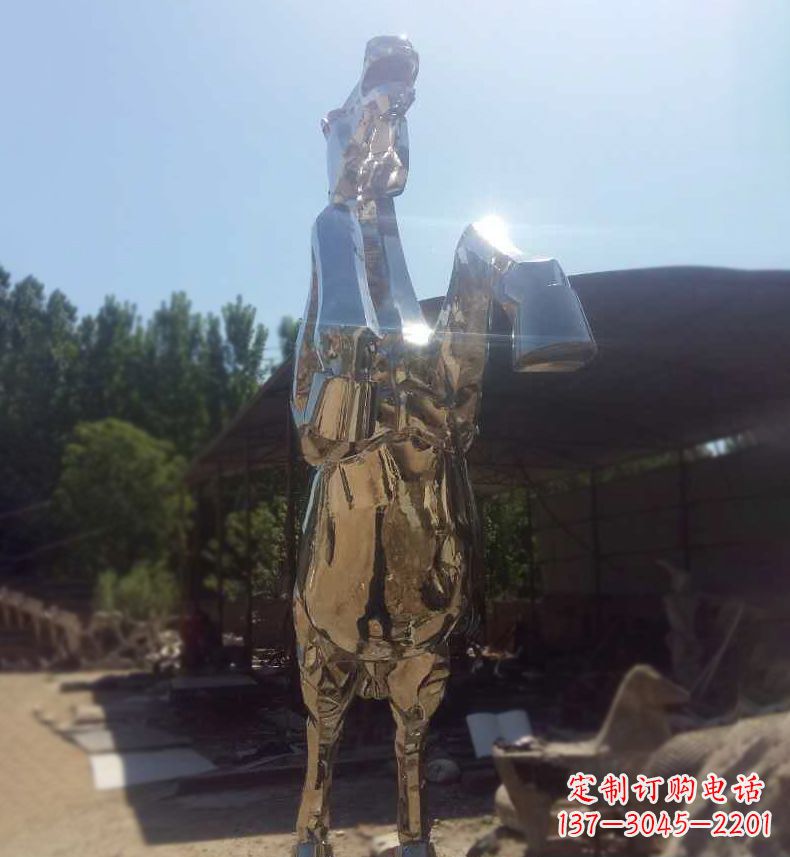 南通户外不锈钢镜面奔马雕塑