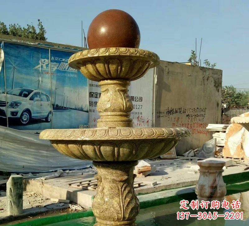 南通精美花岗岩双层风水球雕塑