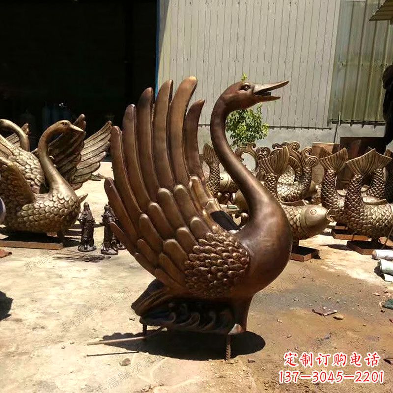 南通精美黄铜天鹅雕塑中领雕塑的精美黄铜天鹅雕…