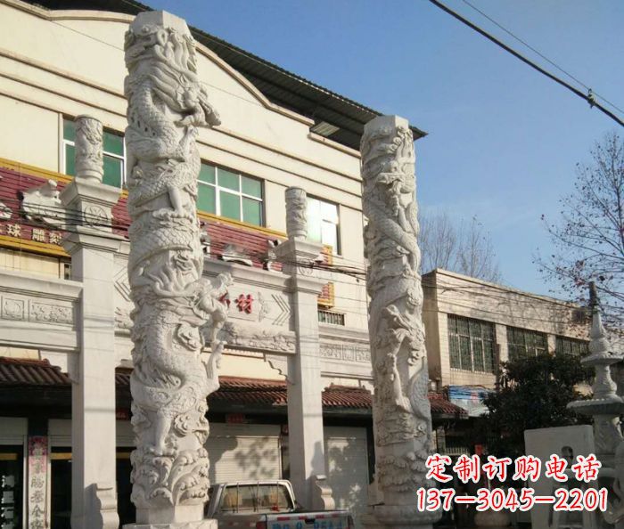 南通景区大理石龙柱石雕 (2)