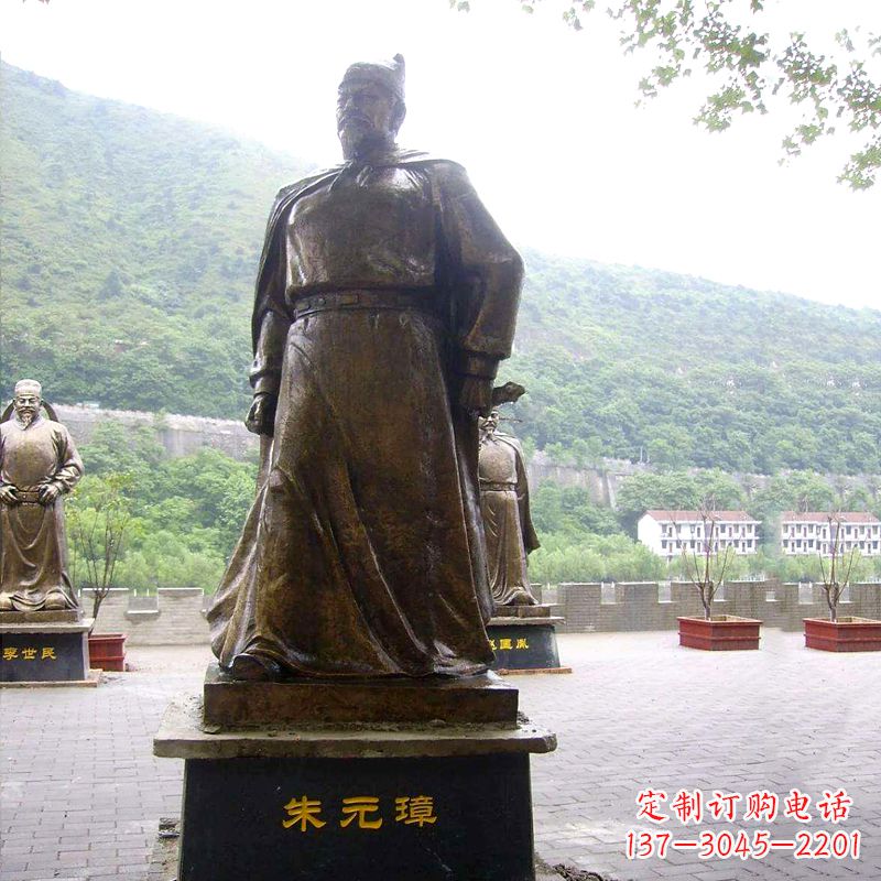 南通景区广场古代帝王明太祖朱元璋铜雕塑像