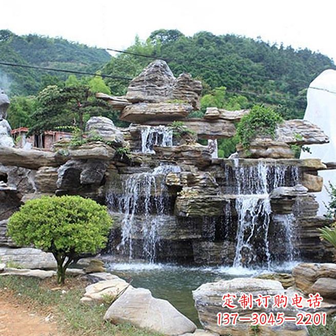 南通领雕塑让您的景区更精彩——奇石流水假山雕塑