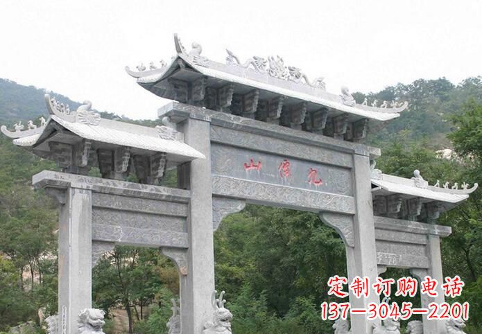 南通景区三门仿古牌坊石雕