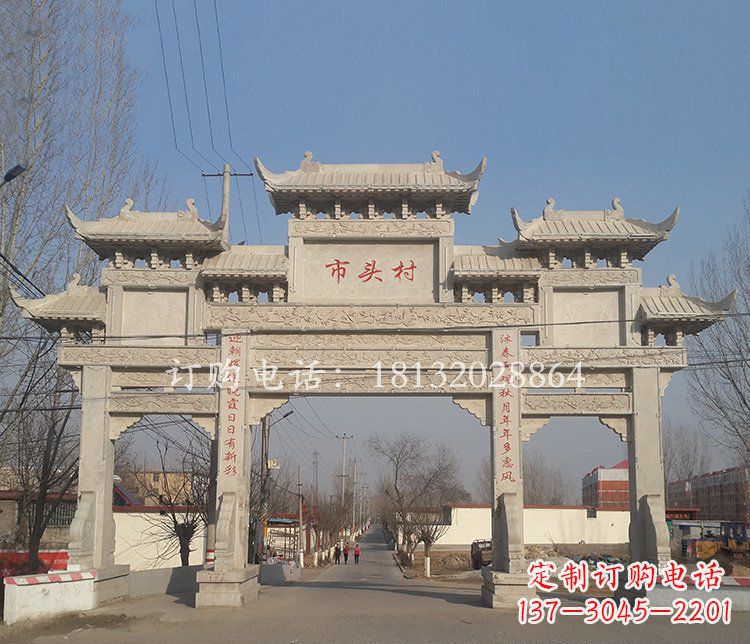 南通景区三门七楼石雕牌坊