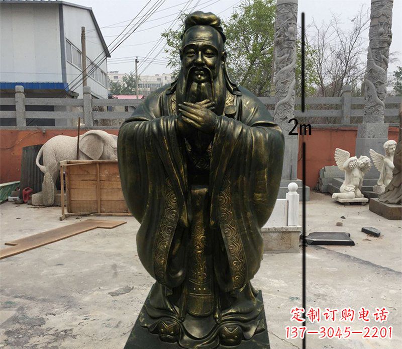 南通荣誉传承,孔子铜雕精美艺术品