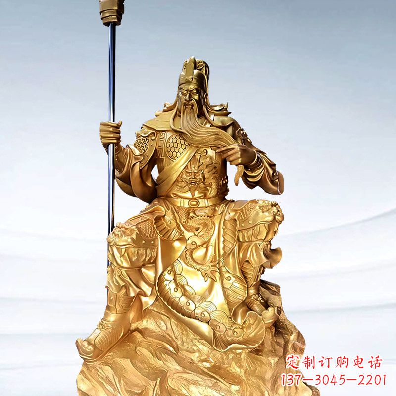 南通全新鎏金五虎上将关羽铜雕,精致细腻!