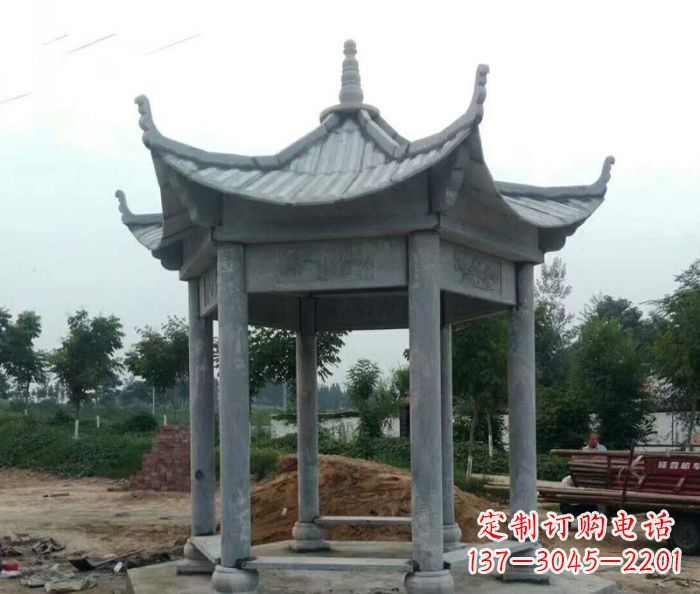 南通六角石雕凉亭 (4)