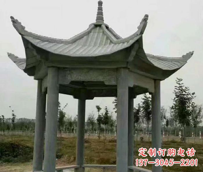 南通六角石雕凉亭 (3)