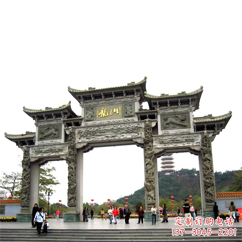 南通龙山景区大型石头雕塑牌楼,定制之选